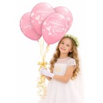 BALONY PIERWSZA KOMUNIA COMMUNION SYMBOLS PASTEL RÓŻOWY 25SZT