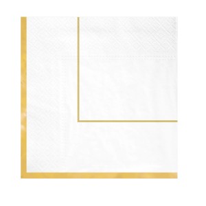 SERWETKI BIAŁE ELEGANT GOLD  KOMUNIA ŚWIĘTA 33x33 CM 10 SZT