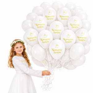 DEKORACJE BALONY LATEKSOWE ZESTAW BALONÓW KOMUNIA ŚWIĘTA 60 SZT