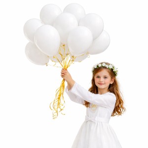 DEKORACJE BALONY SERCA ZESTAW BALONÓW BALONY 10" BIAŁE 50 SZT KOMUNIA ŚWIĘTA