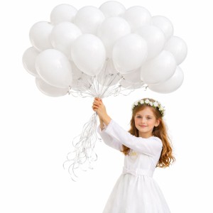 DEKORACJE BALONY SERCA ZESTAW BALONÓW BALONY 10" BIAŁE 100 SZT KOMUNIA ŚWIĘTA