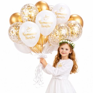 DEKORACJE  ZESTAW BALONÓW BALONY 10"  MIX 25 SZT KOMUNIA ŚWIĘTA