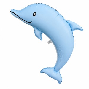 BALON FOLIOWY DELFIN NIEBIESKI 116x83 CM