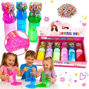 GLUTEK SLIME MIŚ TĘCZOWY Z KULECZKAMI  MIX 6SZT 