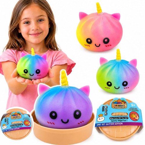 GNIOTEK SQUISHY PIEROŻEK PIERÓG DUMPLING 10 CM TĘCZOWY JEDNOROŻEC DZIEŃ DZIECKA 1 SZT