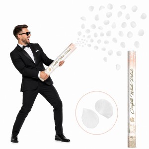KONFETTI PNEUMATYCZNE BIAŁE PŁATKI RÓŻ  60 CM - 1 SZT 