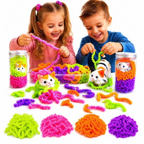 ROBAKI ROBACZKI NOODLE MASA SENSORYCZNA KREATYWNA ZABAWKA 2 KOLORY + MOCHI