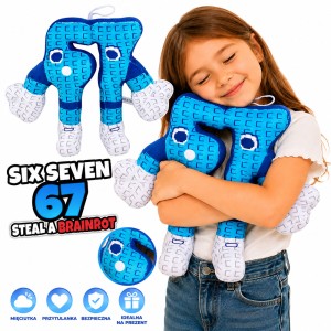 MASKOTKA SIX SEVEN 67 STEAL A BRAINROT NIEBIESKA PLUSZOWA PRZYTULANKA  20 x 25 CM