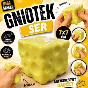 HIT DUŻY GNIOTEK ANTYSTRESOWY SER CHEESE 7 CM SQUISHY MOCHI MIĘKKI SENSORYCZNY 