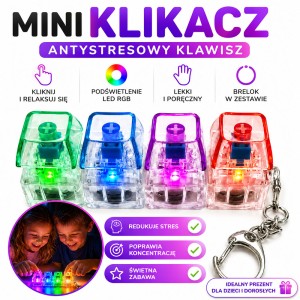 KLIKAJKA KLIKACZ KLAWIATURA ŚWIECĄCA ANTYSTRESOWY BRELOK FIDGET KLIKER  4 KLAWISZE