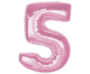 BALON 92 CM CYFRA JASNO RÓŻOWY 5