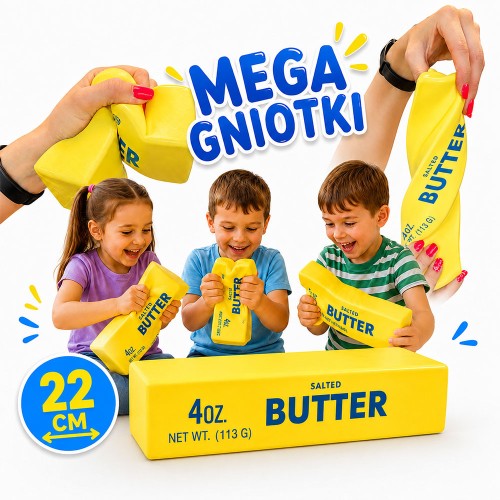 GIGANT GNIOTEK ANTYSTRESOWY SQUISHY MASŁO – MIĘKKA ZABAWKA SENSORYCZNA RELAKSUJĄCA 24 CM