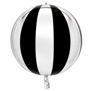 BALON FOLIOWY 55 CM KULA 4D SREBRNO CZARNA