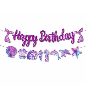 BANNER GIRLANDA BROKATOWA HAPPY BIRTHDAY SYRENKA
