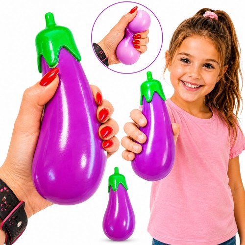 GNIOTEK ANTYSTRESOWY BAKŁAŻAN SQUISHY DO ŚCISKANIA RELAKSACYJNY 16 CM