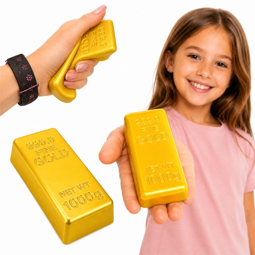 PACHNĄCY GNIOTEK ANTYSTRESOWY ZŁOTO SZTABKA ZŁOTA SQUISHY DO ŚCISKANIA RELAKSACYJNY 13 CM