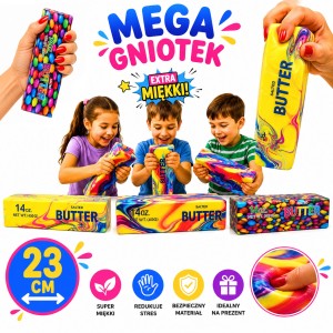 XXL PACHNĄCY GNIOTEK ANTYSTRESOWY MASŁO SQUISHY MIĘKKA ZABAWKA SENSORYCZNA GIGANT 24 CM TĘCZOWE