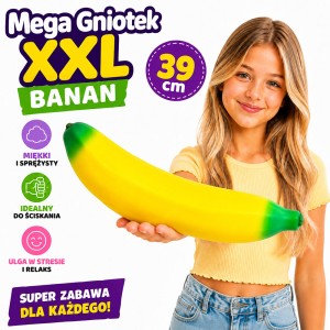 XXL MEGA GNIOTEK ANTYSTRESOWY SQUISHY BANAN 39CM