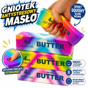 PACHNĄCY GNIOTEK ANTYSTRESOWY MASŁO SQUISHY MIĘKKA ZABAWKA SENSORYCZNA TĘCZOWA 13CM 