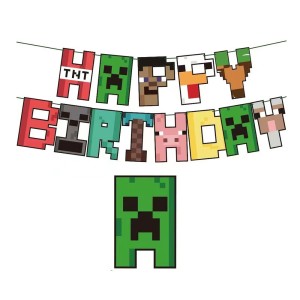 BANNER GIRLANDA MINECRAFT TNT PIXEL 230 CM