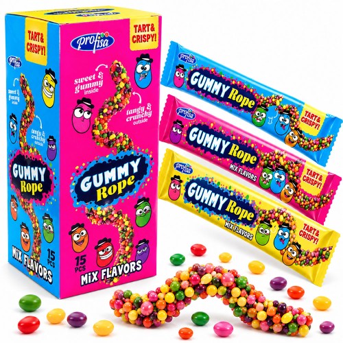 GUMMY ROPE ŻELKI Z CUKIERKAMI CRUNCHY (16 G) 15 SZT