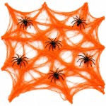 POMARAŃCZOWA PAJĘCZYNA Z 6 PAJĄKAMI DEKAORACJA HALLOWEEN