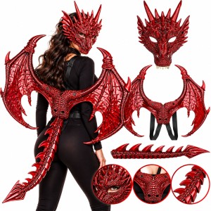 PRZEBRANIE STRÓJ SMOKA DRAGON MASKA SKRZYDŁA OGON HALLOWEEN