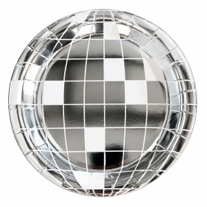 TALERZYKI PAPIEROWE 18 CM  DISCO KULA SREBRNE 10 SZT