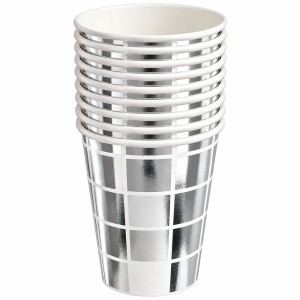 KUBECZKI PAPIEROWE 220 ML DISCO KULA SREBRNE 10 SZT