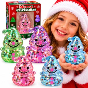 GNIOTEK ANTYSTRESOWY BAŁWANEK Z BROKATEM 8 CM ŚWIĄTECZNY SQUISHY PREZENT MIKOŁAJKI