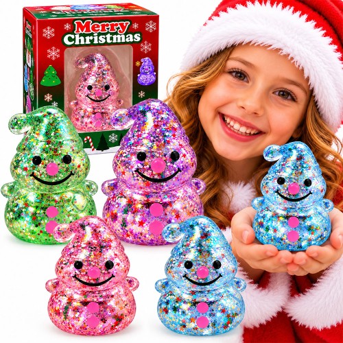 GNIOTEK ANTYSTRESOWY BAŁWANEK Z BROKATEM 8 CM ŚWIĄTECZNY SQUISHY PREZENT MIKOŁAJKI