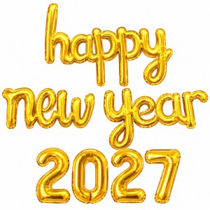BALONY NAPIS ZŁOTY HAPPY NEW YEAR 2027 SYLWESTER 40 CM