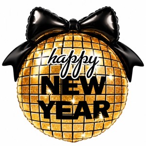 BALON FOLIOWY KULA DISCO HAPPY NEW YEAR 62 × 68 CM SYLWESTER