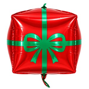 BALON FOLIOWY PREZENT ŚWIĄTECZNY BOŻE NARODZENIE 30x64 CM CZERWONY  