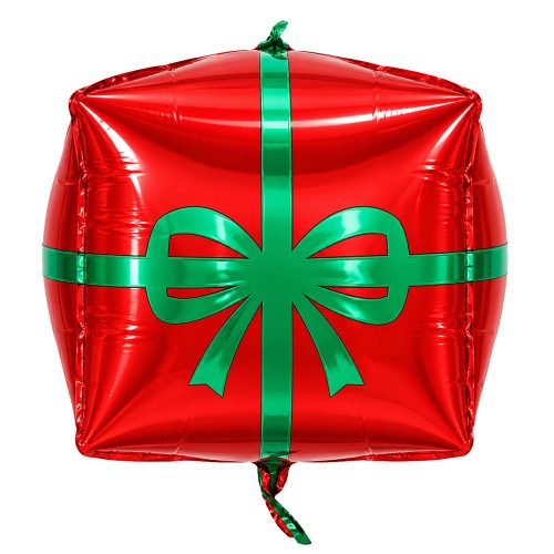 BALON FOLIOWY PREZENT ŚWIĄTECZNY BOŻE NARODZENIE 30x64 CM CZERWONY