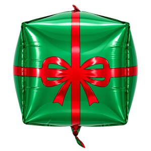 BALON FOLIOWY PREZENT ŚWIĄTECZNY BOŻE NARODZENIE 30x64 CM ZIELONY