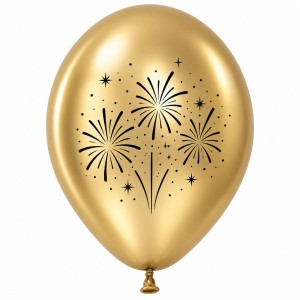 BALONY LATEKSOWE 12" CHROM FAJERWERKI NOWY ROK  ZŁOTE 50 SZT