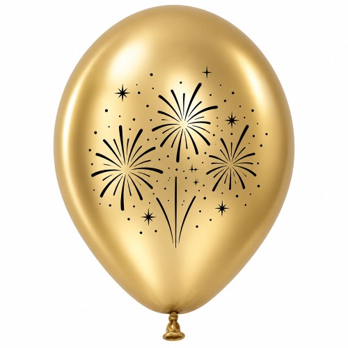 BALONY LATEKSOWE 12" CHROM FAJERWERKI NOWY ROK ZŁOTE 50 SZT