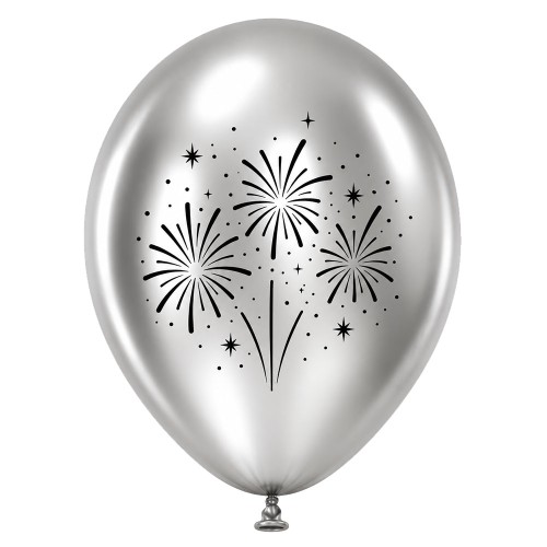 BALONY LATEKSOWE 12" CHROM FAJERWERKI NOWY ROK SREBRNE 50 SZT