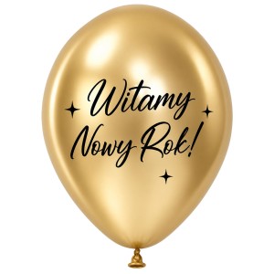 BALONY LATEKSOWE 12" CHROM WITAMY NOWY ROK ZŁOTE 50 SZT 