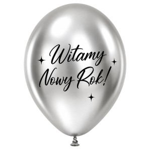 BALONY LATEKSOWE 12" CHROM WITAMY NOWY ROK SREBRNE 50 SZT  