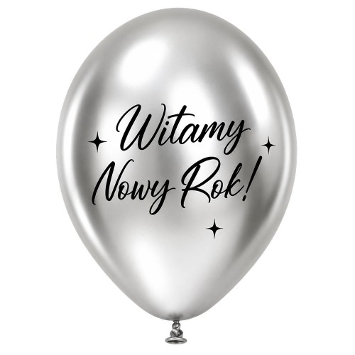 BALONY LATEKSOWE 12" CHROM WITAMY NOWY ROK SREBRNE 50 SZT