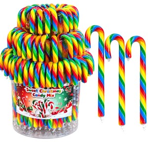 LIZAKI LASKI ŚWIĄTECZNE NA CHOINKĘ CANDY CANE KOLOROWE 100SZT LIZAK LASKA CUKROWA