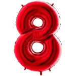 BALON 100CM CYFRA CZERWONA 8