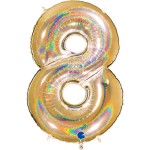 GRABO BALON 102CM CYFRA ZŁOTA HOLOGRAFICZNA 8