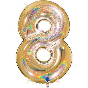 GRABO BALON 102CM CYFRA ZŁOTA HOLOGRAFICZNA 8