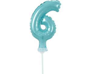 BALON NA TORT CYFRA 6, BŁĘKITNA 13CM