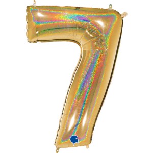 GRABO BALON 102CM CYFRA ZŁOTA HOLOGRAFICZNA 7