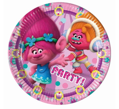 Jednorazowe talerzyki papierowe Trolls