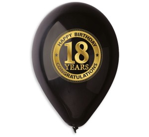 GODAN BALONY "18 YEARS" CZARNE, 5SZT., 12"